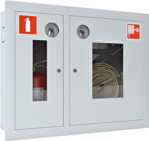 Ш-ПК-О-002ВОБ (ПК-315ВОБ) Шкаф пожарный встроенный со стеклом белый ТОИР-М