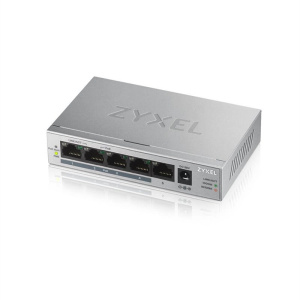GS1005HP-EU0101F Коммутатор PoE+ 5xGE (4xPoE+), настольный, металлический, бесшумный, бюджет PoE 60 Вт ZYXEL