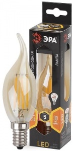 Лампа светодиодная F-LED Свеча на ветру BXS-7W-827-E14 gold ЭРА