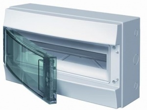 Влагозащищенный настенный бокс ABB Mistral65 18М прозрачная дверь с клеммным блоком
