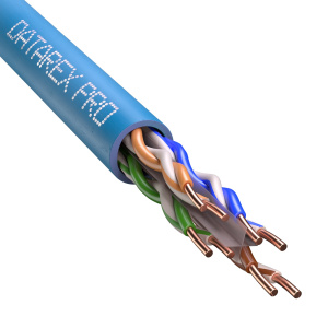 Кабель DATAREX PRO кат.6А, 4 пары U/UTP, жила 0,58, нг(А)-HF, синий, катушка 500м