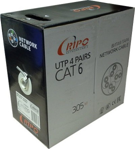 Кабель UTP 4x2x0.57 CAT6 23AWG Cu RIPO,бухта 305м
