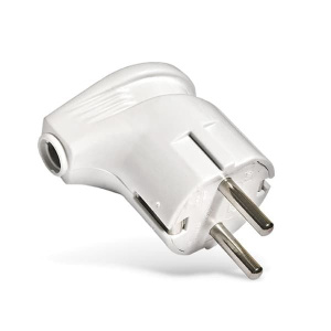 Вилка UNIVersal угловая с заземлением белая 16А 250В