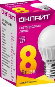 Лампа светодиодная ОНЛАЙТ Шар OLL-G45-8-230-2.7K-E27