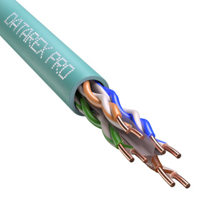 Кабель DATAREX PRO кат.6А, 4 пары U/UTP, жила 0,58, нг(А)-HF, бирюзовый, катушка 500м