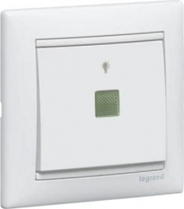 774413 Кнопка Белая Legrand Valena без фиксации с символом лампы с подсветкой