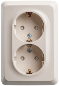 PA16-108K Розетка угловая Кремовая Schneider Electric Этюд 2-я со шторками с заземлением