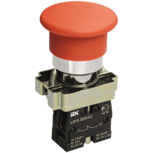 Кнопка управления LAY5-BS542 Грибок аварийная с фиксацией поворотная IEK