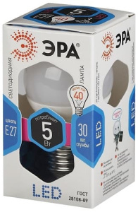 Лампа светодиодная LED Шар P45-5W-840-E27 ЭРА