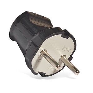 Вилка UNIVersal без заземления черная 6А 250В