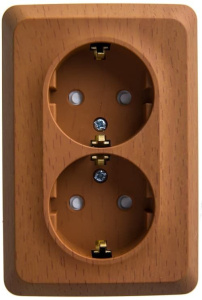 PA16-108T Розетка угловая Бук Schneider Electric Этюд 2-я со шторками с заземлением