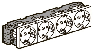 077404 Legrand Mosaic  Модуль розетки 4х2К+З,проходной,безвинтовые зажимы,белый