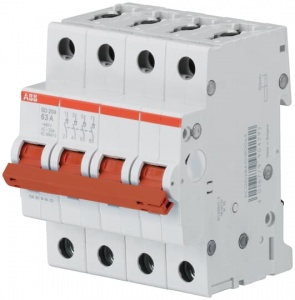 Рубильник модульный ABB четырехполюсный SD204 C25 рычаг красный
