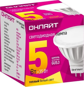 Лампа светодиодная ОНЛАЙТ ОLL-MR16-5-230-3K-GU5.3