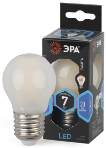 Лампа светодиодная F-LED Шар P45-7W-840-E27 frost ЭРА