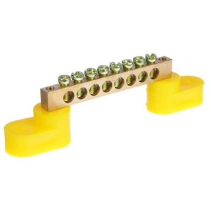 Шина PE земля на двух угловых изоляторах ШНИ-6х9-6-У2-Ж IEK