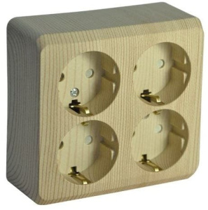 PA16-208D Розетка Сосна Schneider Electric Этюд 4-я со шторками и с заземлением