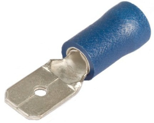 Разъемы плоские изолированные «папа» с ПВХ манжетой РПИ-П 2.5–(6.3) (син) (100 шт) КВТ