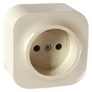 782240 Розетка 1-я без заземления Слоновая кость Legrand Quteo