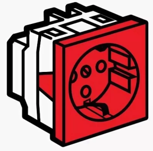 Legrand Mosaic 077214 Модуль розетки 2К+3 с механической блокировкой, красный