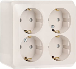 PA16-208K Розетка Кремовая Schneider Electric Этюд 4-я со шторками и с заземлением