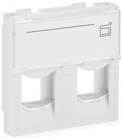 Лицевая панель 2 порта (45х45, Keystone, шторки, откид.марк.окно) 10-0302 Лицевая панель 2 порта Лицевая панель 2 порта (45х45, Keystone, шторки, отки