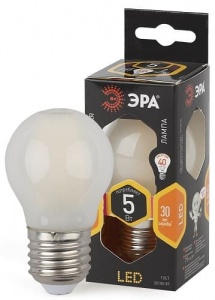Лампа светодиодная F-LED Шар P45-5W-827-E27 frost ЭРА