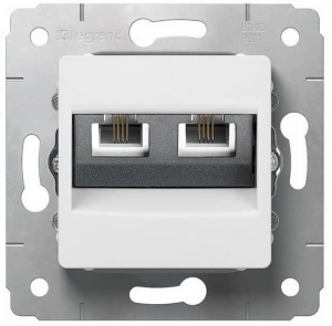 773639 Розетка двойная телефонная RJ11 Legrand Cariva Белая