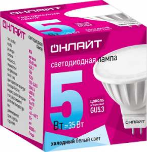 Лампа светодиодная ОНЛАЙТ ОLL-MR16-5-230-6.5K-GU5.3