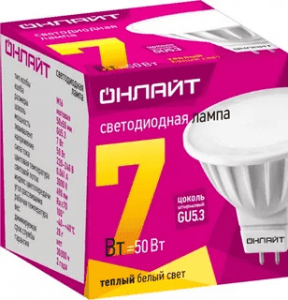 Лампа светодиодная ОНЛАЙТ ОLL-MR16-7-230-3K-GU5.3