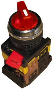 Переключатель АNСLR-22-3 на 3 фиксированных положения красный неон/240В I-O 1з+1р ИЭК