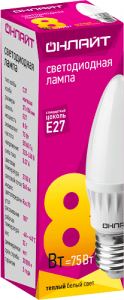 Лампа светодиодная ОНЛАЙТ Свеча OLL-C37-8-230-2.7K-E27-FR
