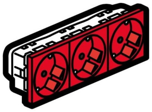 Legrand Mosaic 077282 Модуль розетки 3х2К+3 под углом 45°,с механической блокировкой,красный