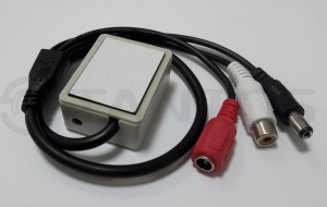 TSa-M30AMP Микрофон в корпусе 30х40х20мм с ручной регулировкой усиления, разъём Аудио -"Тюльпан", разъем питания Tantos