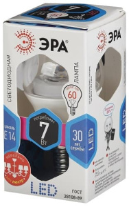Лампа светодиодная LED Шар P45-7W-840-E14-Clear ЭРА