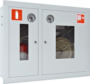 Ш-ПК-О-002ВОБ (ПК-315ВОБ) лев. Шкаф пожарный встроенный со стеклом белый ТОИР-М