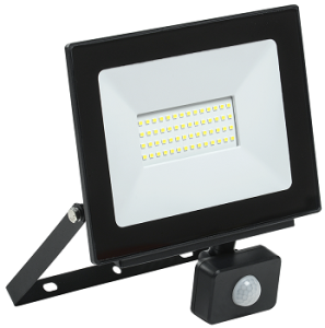 Прожектор светодиодный СДО 06-50Д с датчиком движения IP54 6500K черный IEK