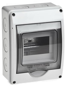 69005 Тусо Щит герметичный распределительный навесной ЩРН-П-5 Серый с прозрачной дверью