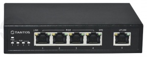 Tsn-4P5G 5 портовый гигабитный POE-коммутатор. 4 POE Ethernet 10/100/1000Мб портов Tantos