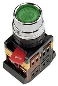 Кнопка ABLF-22 зеленый d22мм неон/240В 1з+1р IEK