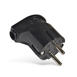 Вилка UNIVersal угловая с заземлением черная 16А 250В