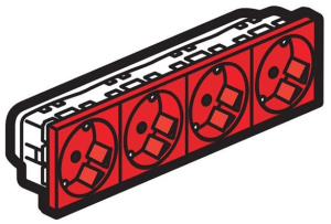 Legrand Mosaic 077274 Модуль розетки 4х2К+3 под уголом 45°,красный