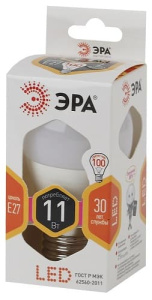 Лампа светодиодная LED Шар P45-11W-827-E27 ЭРА