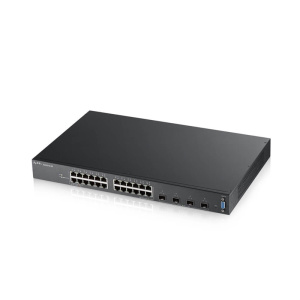 XGS2210-28-EU0101F L2+ коммутатор rack 19", 24xGE, 4xSFP+, стекируемый (до 2), бесшумный ZYXEL