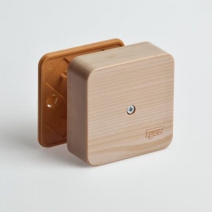 65005-27М Тусо Коробка распаячная для открытой проводки Рувинил под структуру дерева- Сосна 80х80х25мм