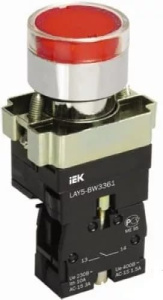 Кнопка управления LAY5-BW3461 с подсветкой красный 1з IEK