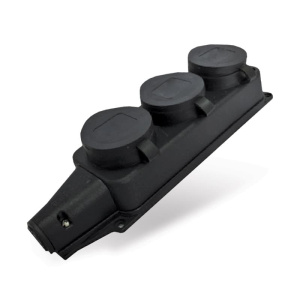 Розетка UNIVersal тройная "Компакт" с заглушками с заземлением каучук 16А 250В IP44