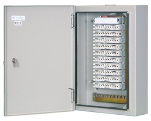 ШРН-2/100 в комплекте с размыкаемыми плинтами Шкаф распределительный настенный металлический с замком для 100 пар ПИК