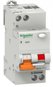 Дифференциальный автоматический выключатель Schneider Electric (Домовой) АД63 1п+н 16А 30мА(тип АС)