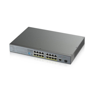 GS1300-18HP-EU0101F Коммутатор PoE+ для IP-видеокамер rack 19", 17xGE (16xPoE+), 1xSFP, бюджет PoE 170 Вт ZYXEL